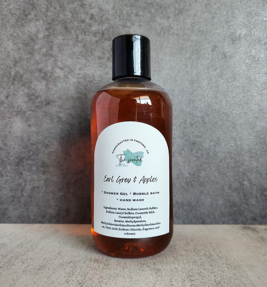 EARL GREY and APPLES Shower Gel Body Wash Bubble Bath Hand Soap Liquid Soap 8 oz bottle