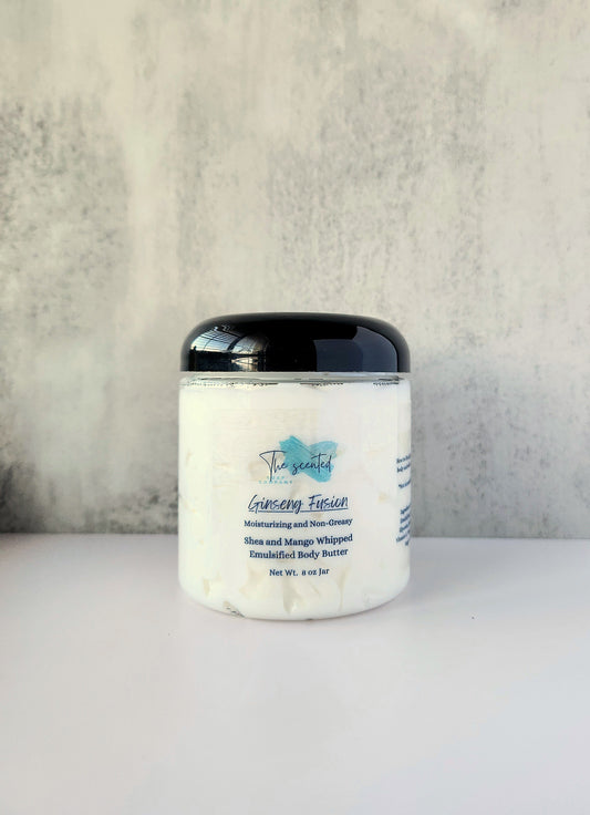 GINSENG FUSION Emulsified Body Butter Shea Butter and Mango Butter Moisturizing Body Butter 8 oz