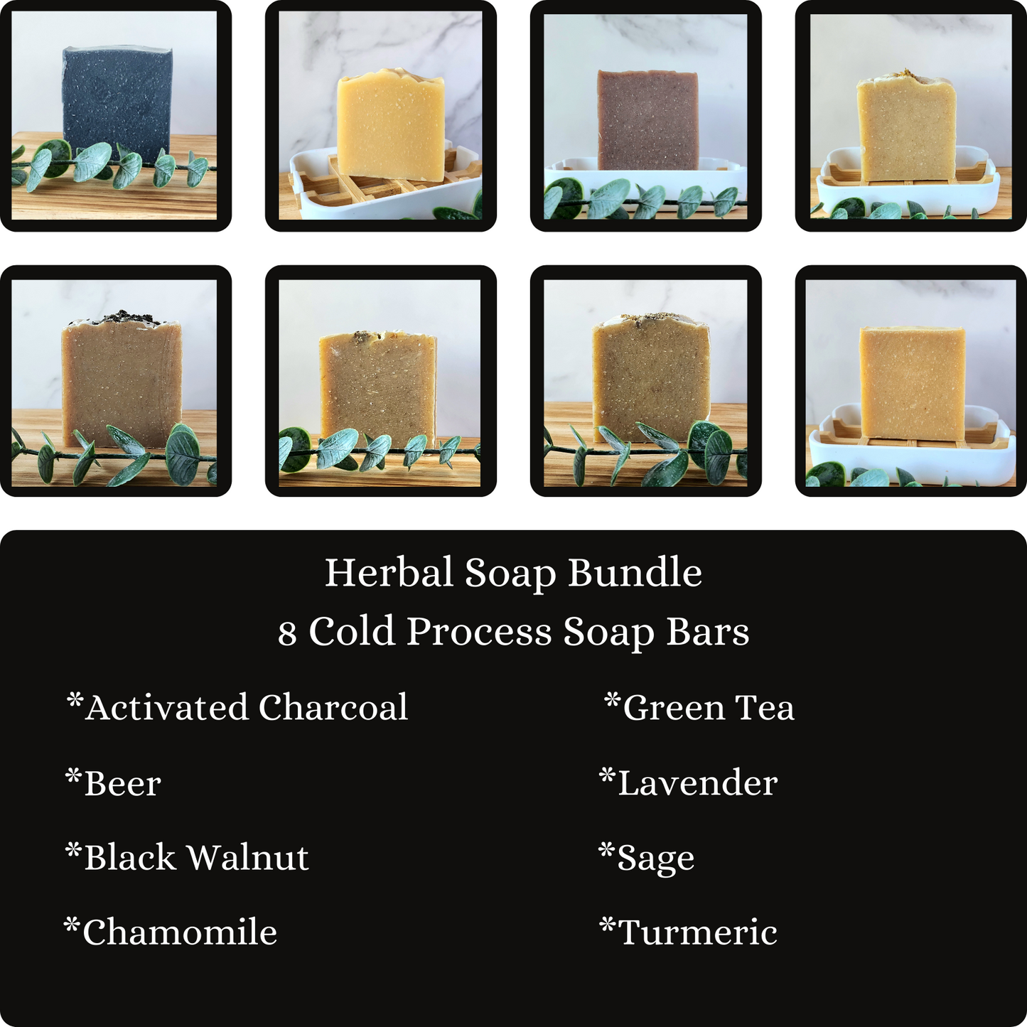 Unscented Herbal Soap Bundle - 8 bars