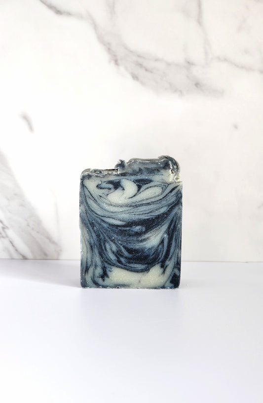 Mens Soap Black Leather and Vetiver 5 oz Cold Process Soap Bar made with Activated Charcoal