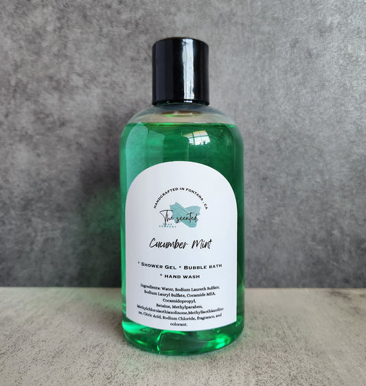 CUCUMBER MINT Shower Gel Bubble Bath Hand Wash Body Wash 8 oz