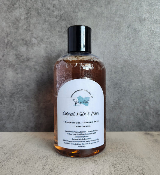 OATMEAL MILK and HONEY Shower Gel Body Wash Bubble Bath Hand Soap Liquid Soap 8 oz bottle