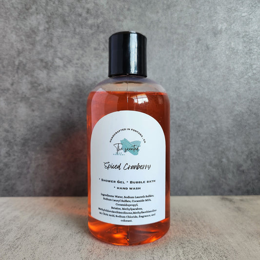 SPICED CRANBERRY Shower Gel Bubble Bath Hand Wash Body Wash 8 oz