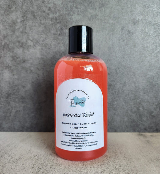 WATERMELON SORBET Shower Gel Body Wash Bubble Bath Hand Soap Liquid Soap 8 oz bottle