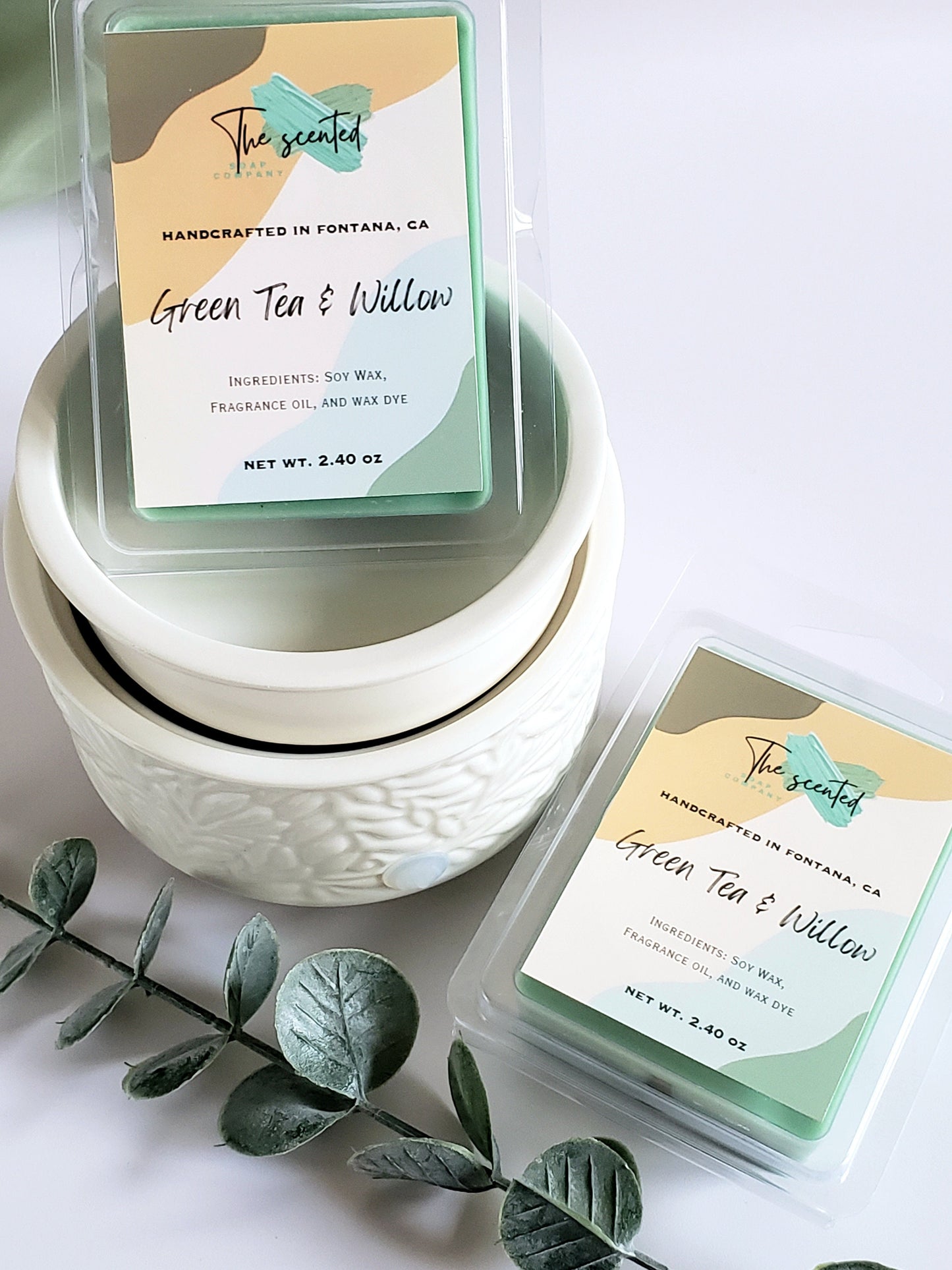 Wax Melts Soy Wax Melts Scented GREEN TEA and WILLOW Wax Melts Candle Wax Melts 6 Cavity Clamshell Wax Melts