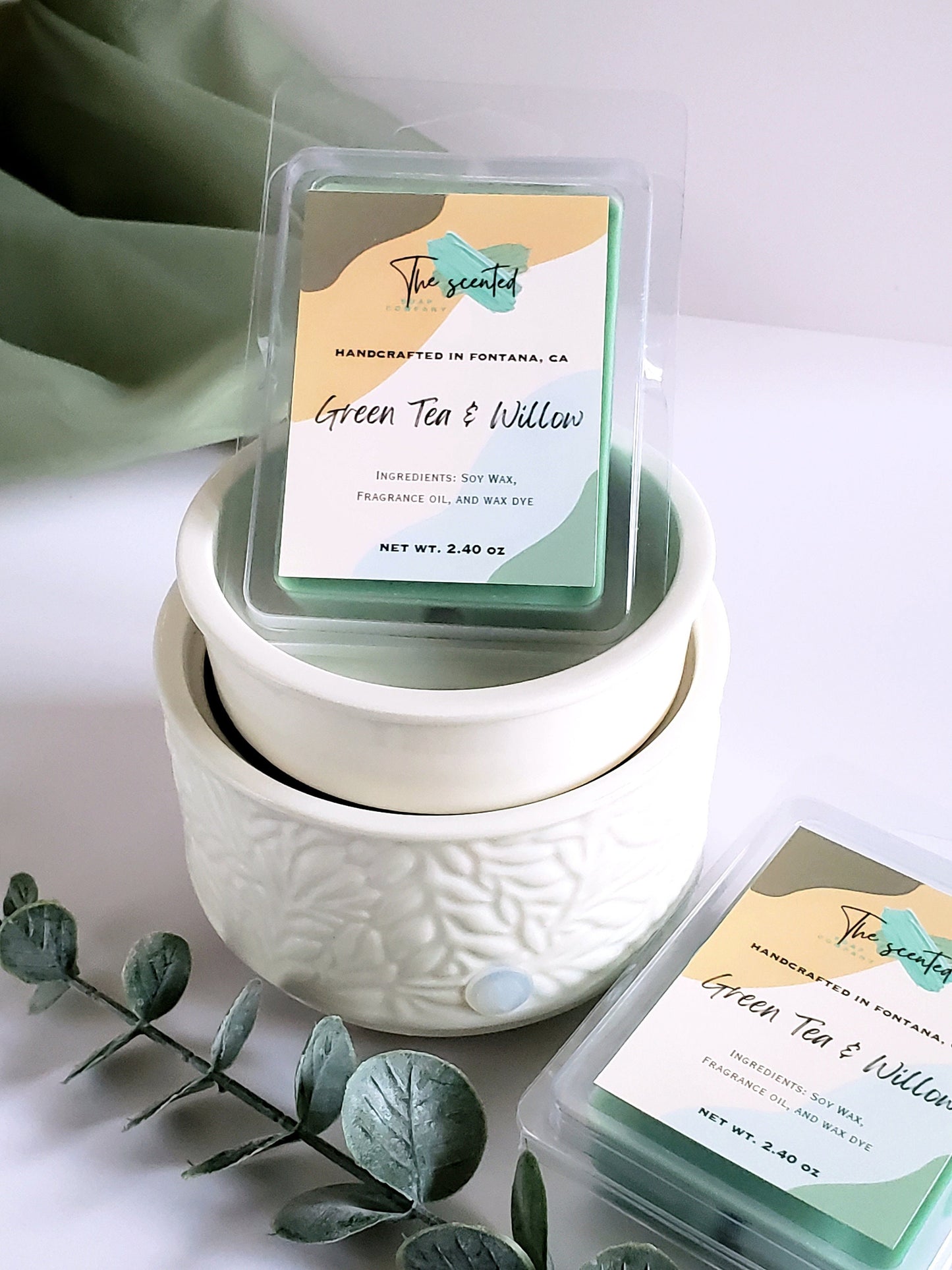 Wax Melts Soy Wax Melts Scented GREEN TEA and WILLOW Wax Melts Candle Wax Melts 6 Cavity Clamshell Wax Melts